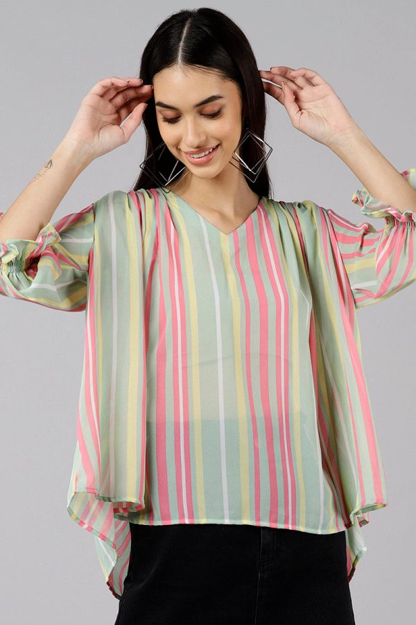 Multi Color Georgette Striped Top